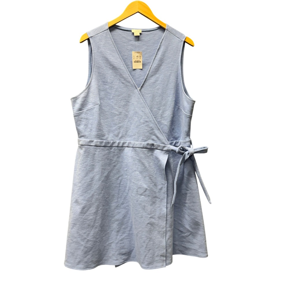 J. Crew Wrap Dress Womens XXL Sleeveless Ponte V-Neck Blue Coastal NEW